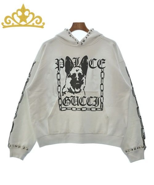 GUCCI × PALACE dog グラフィック スタッズ ホワイト パーカー メンズ グッチ