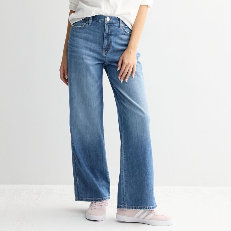 エスオー レディース ボトムス デニムパンツ ワイドレッグ ジーンズ Juniors SO High Rise Baggy Wide Leg Jeans Bright Medium