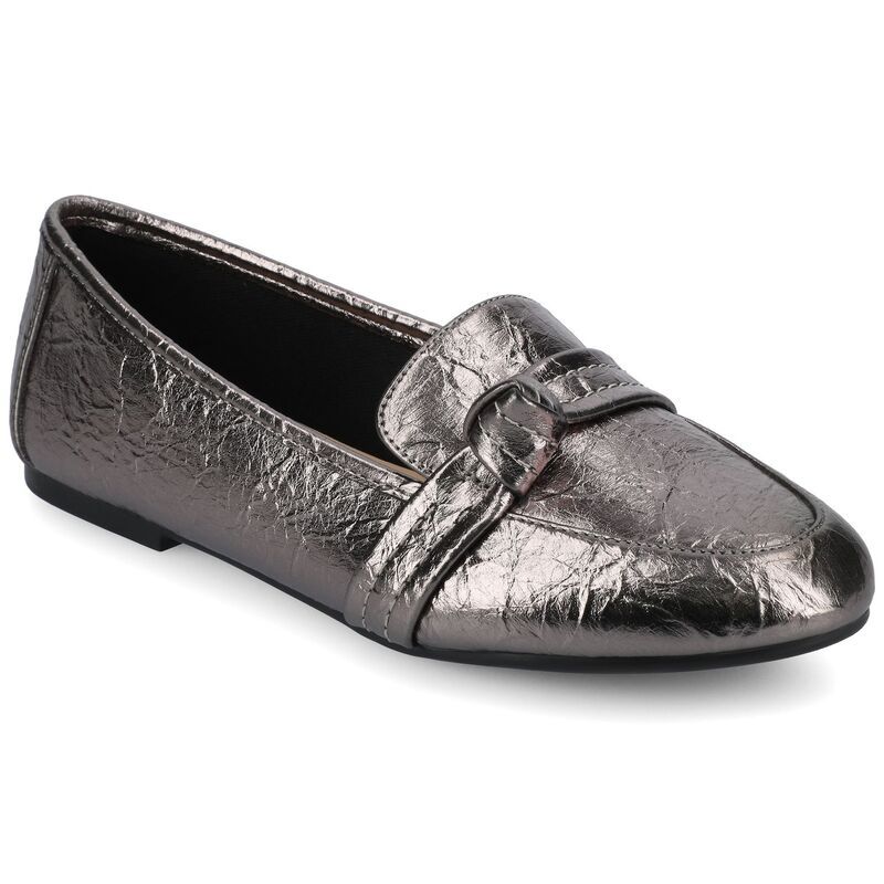 ジャーニー レディース シューズ スリッポン・ローファー Journee Marci Womens Loafers Crinkle Pewter ピューター