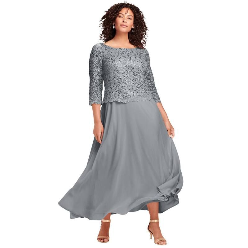 ロアマンズ レディース トップス ワンピース プラスサイズ レース Roamans Womens Plusize Lace Popover Dress Gunmetal ガンメタル