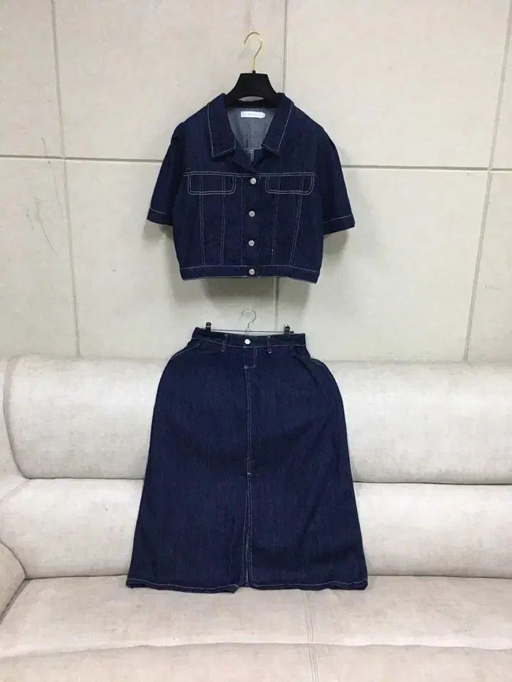 66ガールズ セットアップ / デニム 半袖ジャケット+ロング丈スカート デニムセット