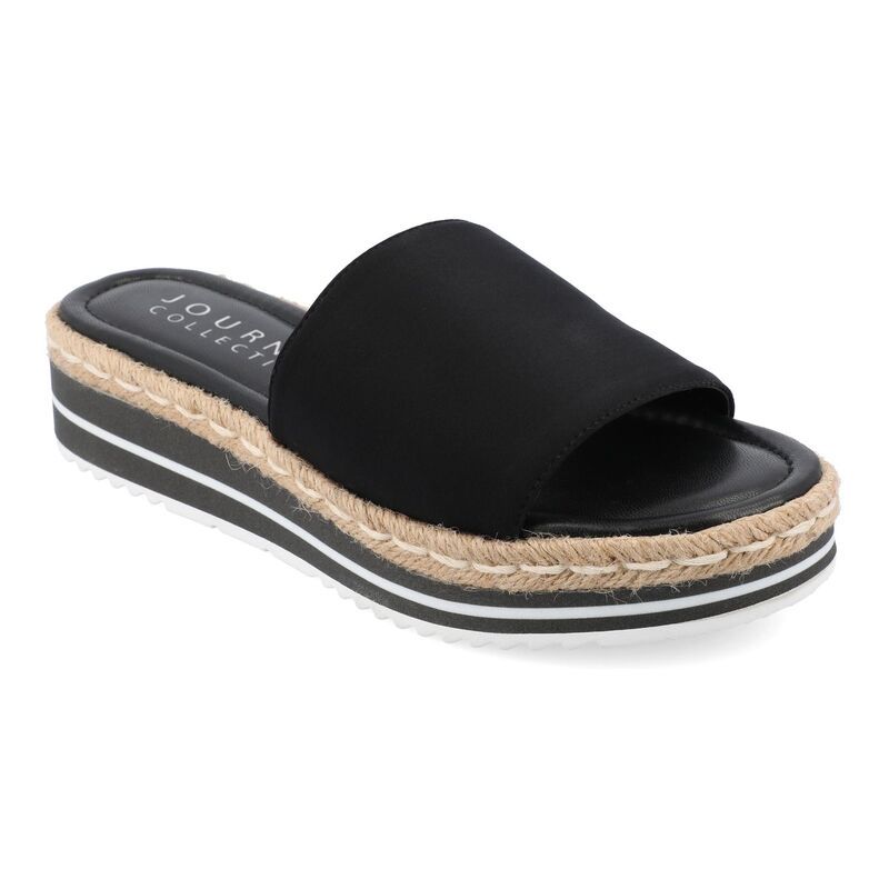 ジュルネ コレクション レディース シューズ サンダル Journee Collection Rosey Womens Espadrille Slide Sandals Black ブラック