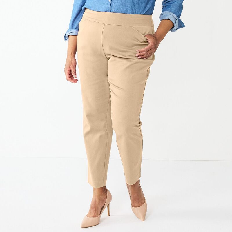 クロフト＆バロー レディース ボトムス カジュアルパンツ プラスサイズ Plusize Croft Barrow Effortlesstretch PullOn StraightLeg Pants C