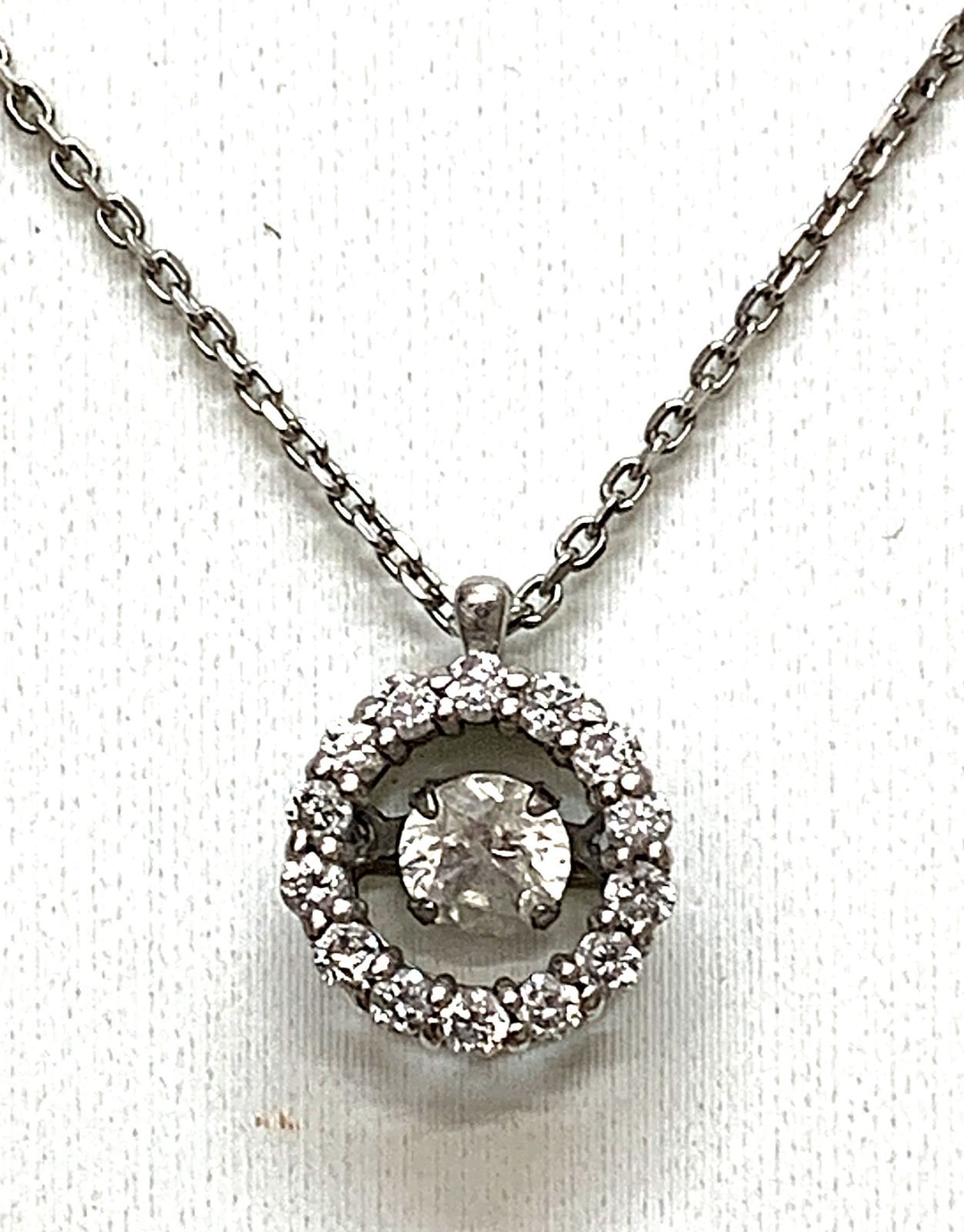 PT900・PT850 コンビ ダイヤモンド 0.186ct 0.15ct チェーンネックレス ペンダント 3.0ｇ 42ｃｍ シルバー系 プラチナ 長さ調整可能 スイングダイヤモンド