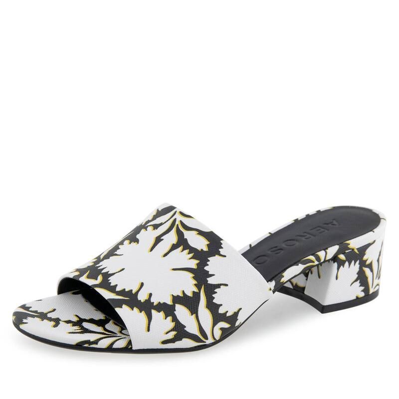 エアロソールズ レディース シューズ サンダル ヒール Aerosoles COMO Womens Block Heel Slide Sandals White Black Floral ホワイト