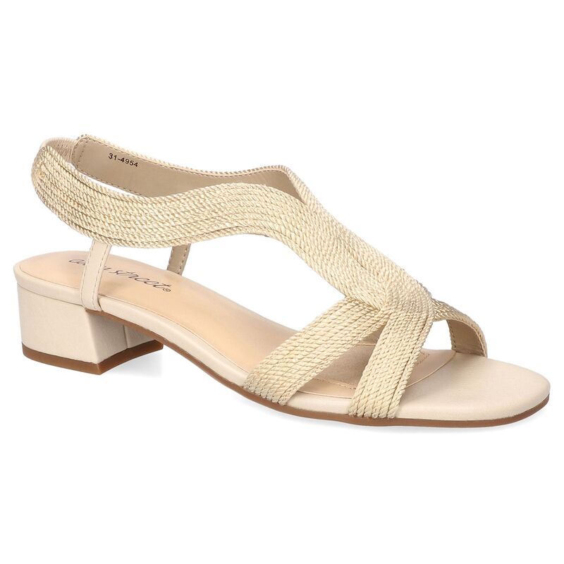 イージーストリート レディース シューズ サンダル ヒール Easy Street Festival Block Heel Womens Woven Sandals Beige Woven ベージュ