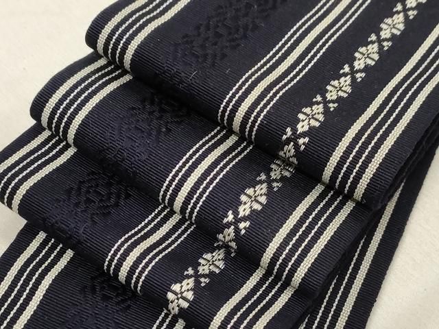 平和屋着物●男性　爪掻き本綴れ　角帯　横段文　正絹　逸品　CABG8941hy 平和屋着物○男性 爪掻き本綴れ 角帯 横段文 正絹 逸品 CABG8941hy