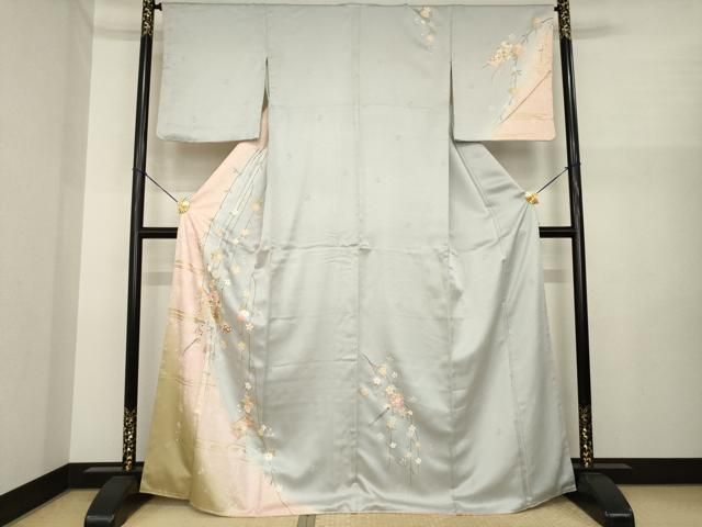 平和屋着物●訪問着　誰が袖花文　暈し染め　金彩　正絹　逸品　AABI8213ck