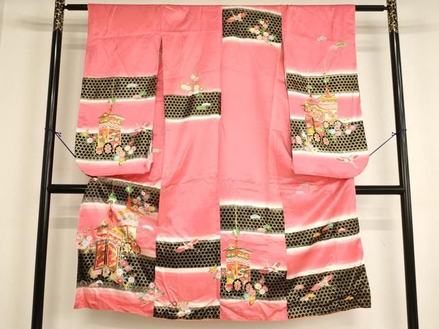 平和屋着物[]七五三　女の子　７歳　祝着　四つ身　山車　暈し染め　金彩　AABI2833ja