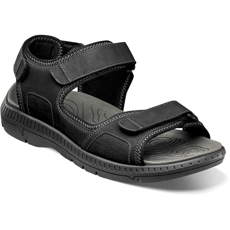 ノンブッシュ メンズ シューズ サンダル Nunn Bush Laguna Mens 3Strap River Sandals Black ブラック