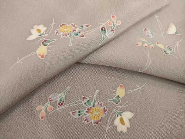 平和屋着物●上質な小紋　友禅　舞花文　正絹　逸品　未使用　AABI8235ck
