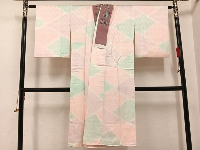 平和屋着物●長襦袢　無双仕立て　立波地紋　暈し染め　半衿刺繍　正絹　逸品　AABI8608ph