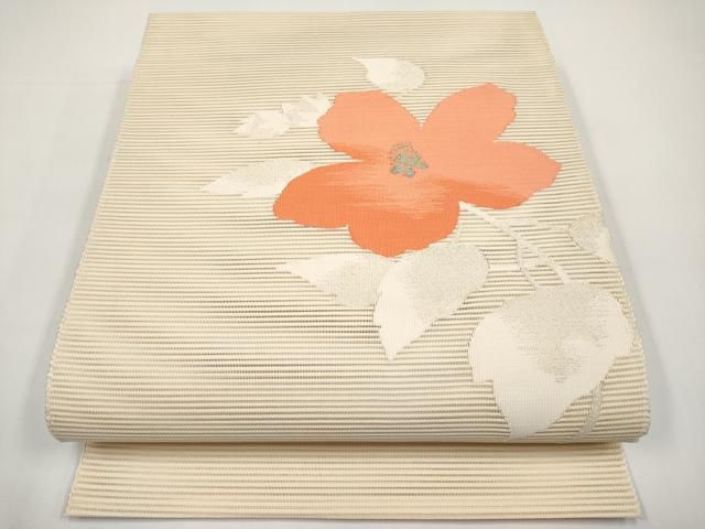 平和屋着物＊夏物　八寸名古屋帯　絽綴れ　枝花文　金銀糸　正絹　逸品　未使用　CABH6324tx
