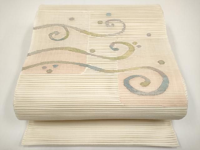 平和屋着物＊夏物　八寸名古屋帯　絽綴れ　唐草文　金銀糸　正絹　逸品　CABH6326tx