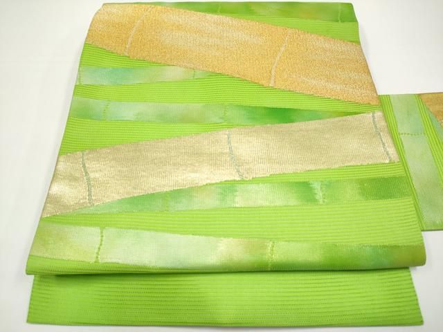 平和屋着物＊夏物　九寸名古屋帯　竹並び　金銀糸　正絹　逸品　CABH6328tx