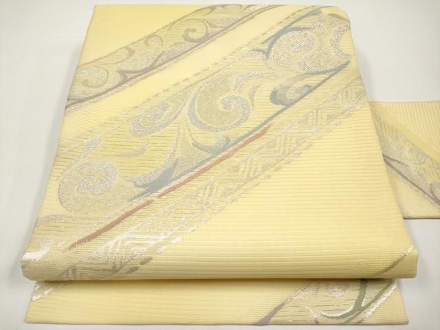 平和屋着物＊夏物　九寸名古屋帯　唐草文　正絹　逸品　未使用　CABH6348tx