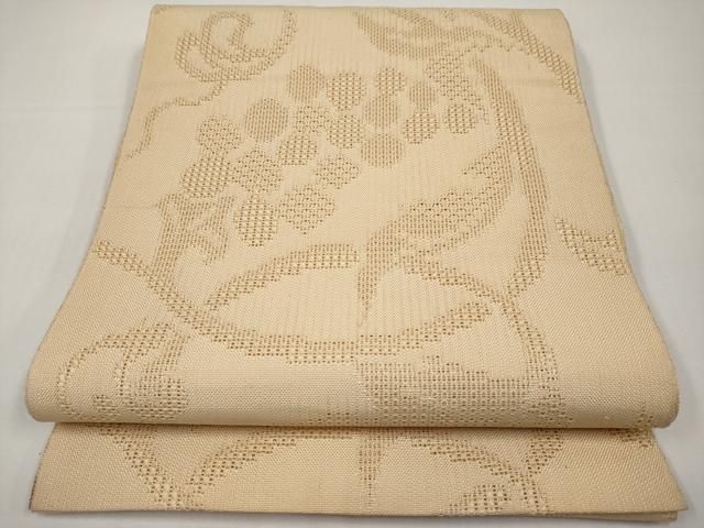 平和屋着物＊夏物　八寸名古屋帯　葡萄唐草文　薄香色　CABH6355tx 17,550円