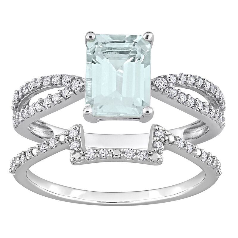 ステラ グレース レディース アクセサリー リング Stella Grace 14k White Gold Aquamarine 13 CaratW Diamond Split Shank Engag