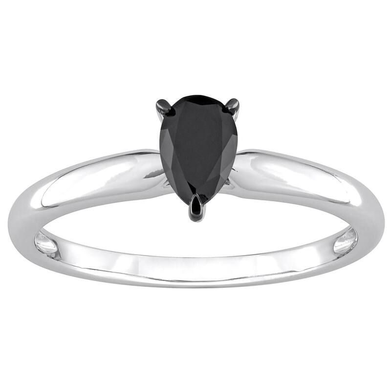 ステラ グレース レディース アクセサリー リング Stella Grace 14k White Gold 12 CaratW Pear Shaped Black Diamond Solitairen