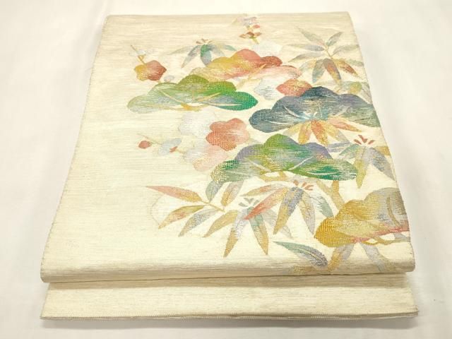 平和屋着物●太鼓袋帯　すくい織　松竹梅　金銀糸　正絹　逸品　CABH6788dy