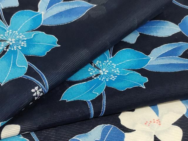 平和屋着物＊夏物　小紋　絽　草花文　洗える着物　AABJ8051jd