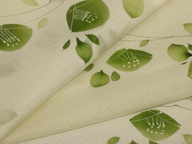 平和屋着物＊夏物　小紋　絽　枝葉文　暈し染め　洗える着物　AABJ8055jd
