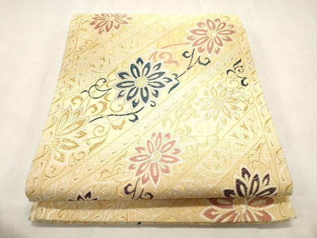 平和屋着物●六通柄袋帯　唐織　花風詩　金銀糸　正絹　逸品　CABI7219dy