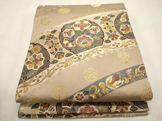 平和屋着物●六通柄袋帯　唐織　波揺華更紗文　金糸　正絹　逸品　CABI7220dy