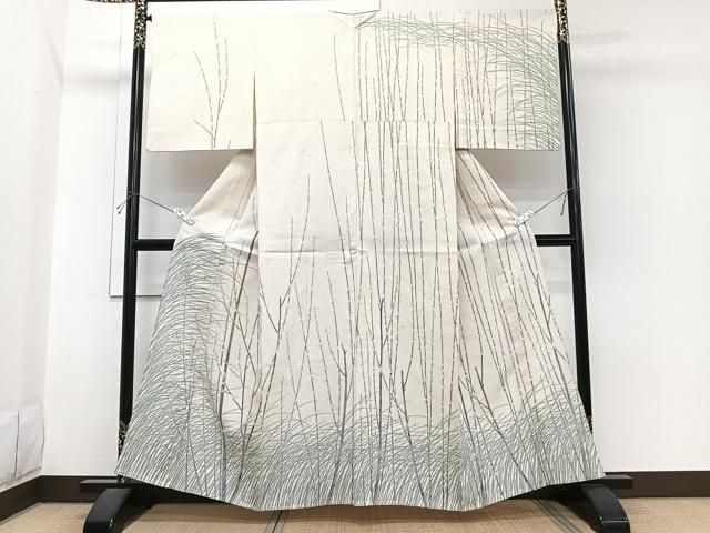 平和屋着物＊夏物　訪問着　紗紬　枝蕾草文　正絹　逸品　CABI3677xi