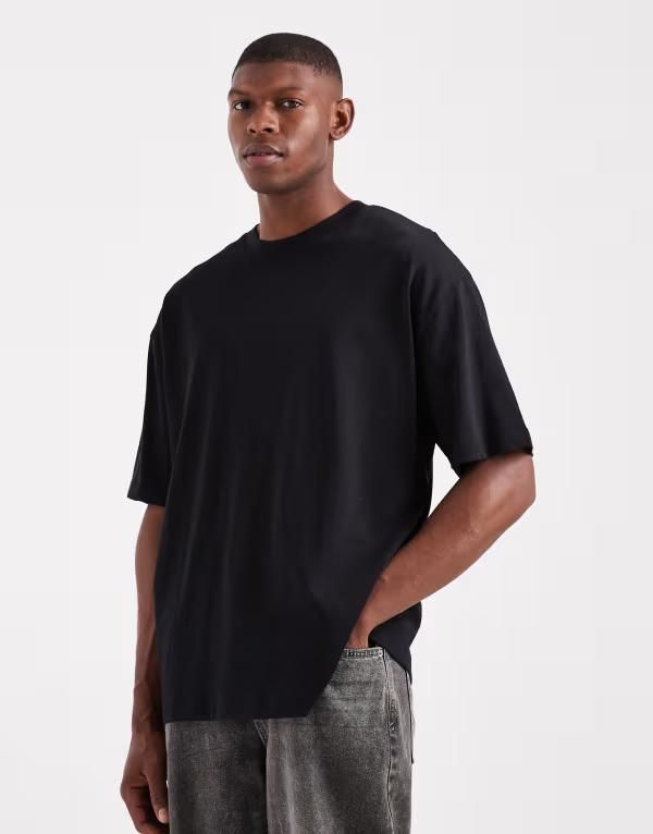 エイソス メンズ トップス Tシャツ ASOS DESIGN heavyweight oversized Tshirt Black ブラック