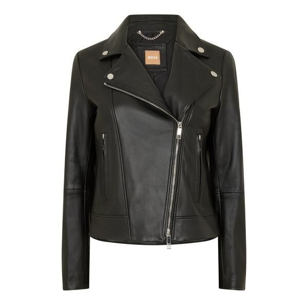 ボス レディース アウター ジャケット・ブルゾン レザー Boss Womensajin Leather Jacket Black ブラック