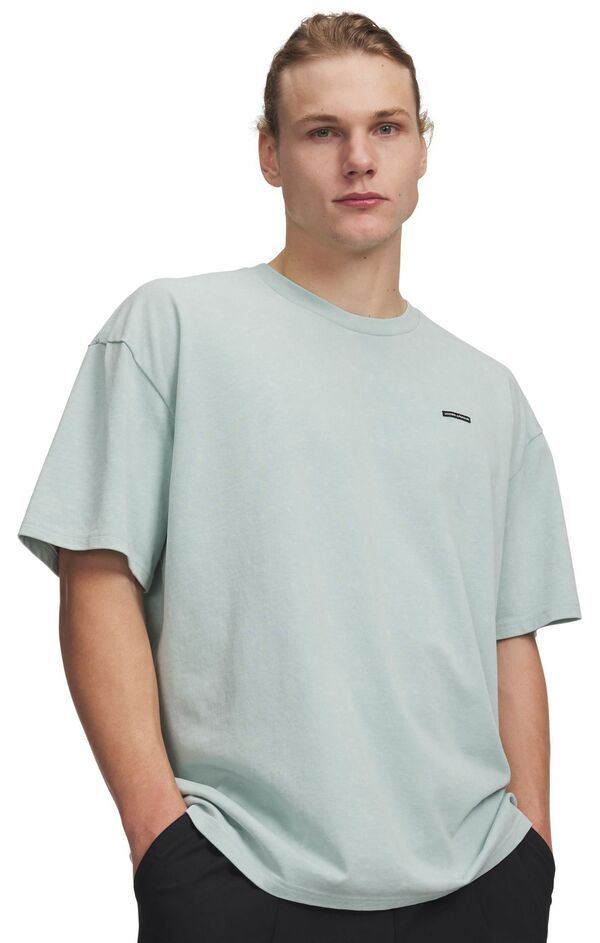 アンダーアーマー メンズ トップス Tシャツ ロゴ Under Armour Mens Heavyweight Oversized Logo Wash TShirt Enamel Blue ブルー