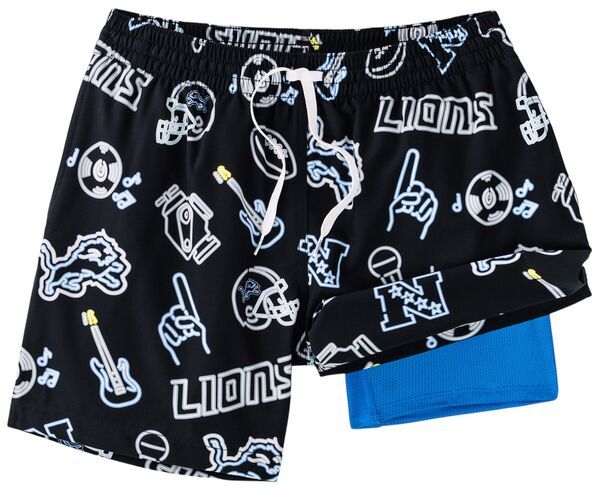 チャビーズ メンズ 水着 ハーフパンツ・ショーツ Chubbies Adult Detroit Lions Neon Bright Blue 55 Lined Swim Trunks NoColor