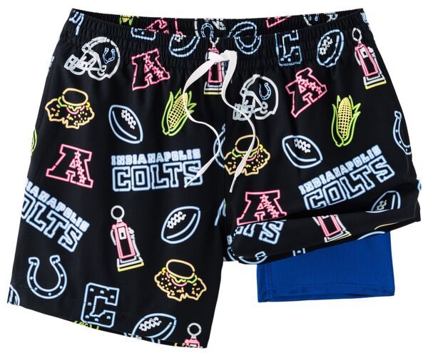 チャビーズ メンズ 水着 ハーフパンツ・ショーツ Chubbies Adult Indianapolis Colts Neon Dark Blue 55 Lined Swim Trunks NoCol