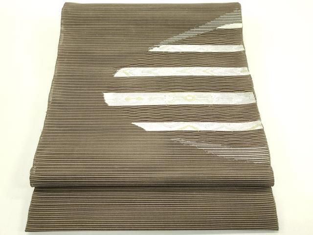 平和屋着物＊夏物　八寸名古屋帯　絽綴れ　横段文　金銀糸　正絹　逸品　CABI5247rv