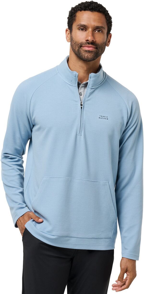 トラビスマヒュー メンズ トップス シャツ TravisMathew Mens Perfromance Waffle Golf 14 Zip Dusty Blue ブルー