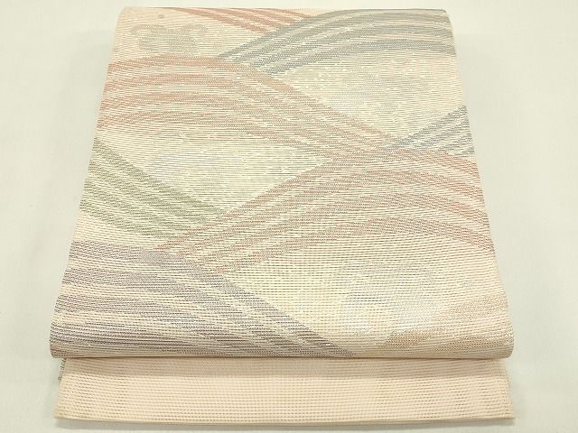 平和屋着物＊夏物　六通柄袋帯　立波文　銀糸　正絹　逸品　未使用　CABI5259rv