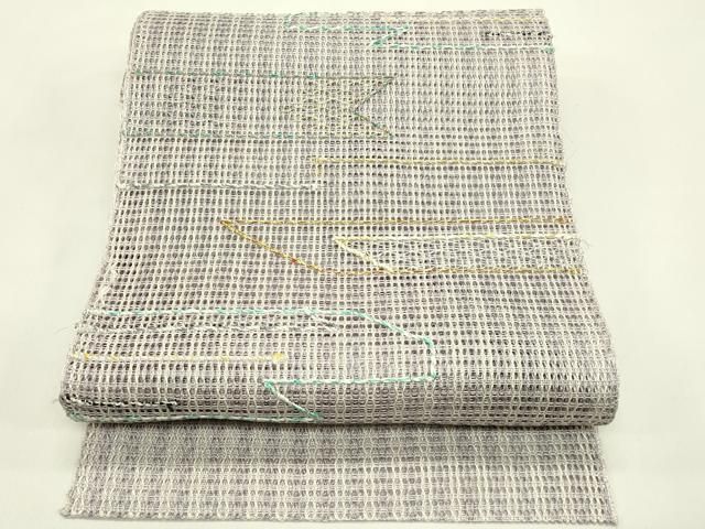 平和屋着物＊夏物　八寸名古屋帯　羅　幾何学文様　金銀糸　正絹　逸品　CABI5262rv