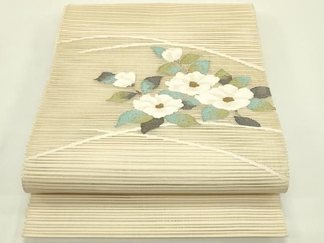 平和屋着物＊夏物　八寸名古屋帯　絽綴れ　草花文　金糸　正絹　逸品　CABI5272rv