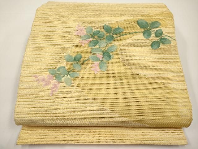 平和屋着物＊夏物　八寸名古屋帯　枝葉文　正絹　逸品　CABH6371tx