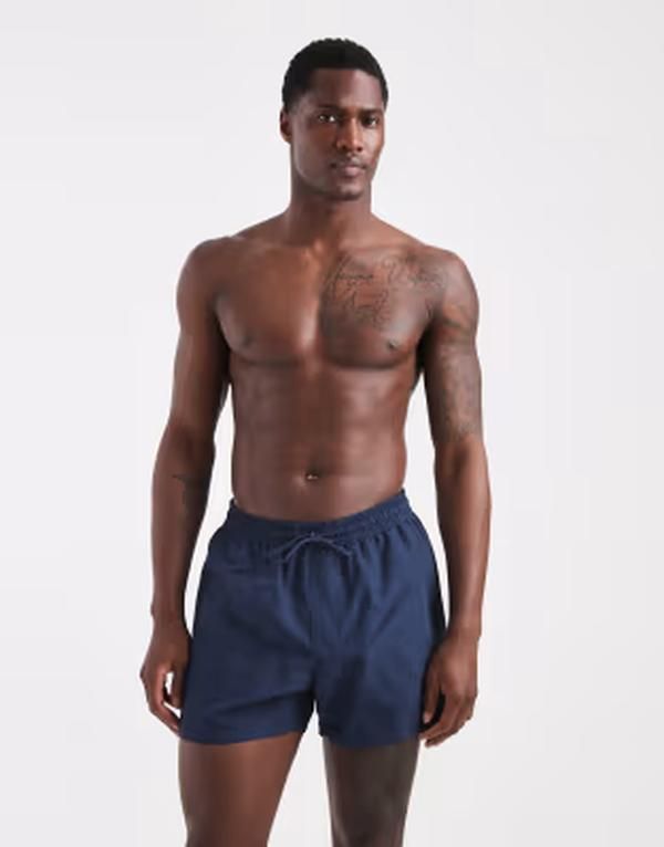 エイソス メンズ 水着 ハーフパンツ・ショーツ ショートパンツ ASOS DESIGN swim shorts in short length NAVY ネイビー