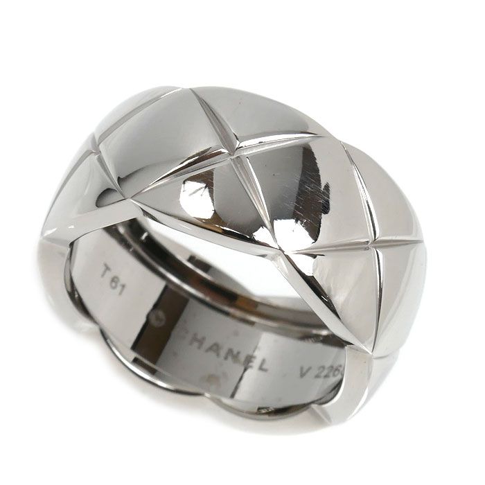 CHANEL シャネル K18WG ホワイトゴールド ココクラッシュ ラージ リング・指輪 J10573 21号 61 13.0g メンズ 中古 美品