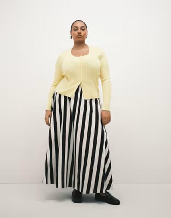 エイソス レディース ボトムスカート Tシャツ コットン ASOS Curve ASOS DESIGN Curve cotton sateen volume circle skirt in strip