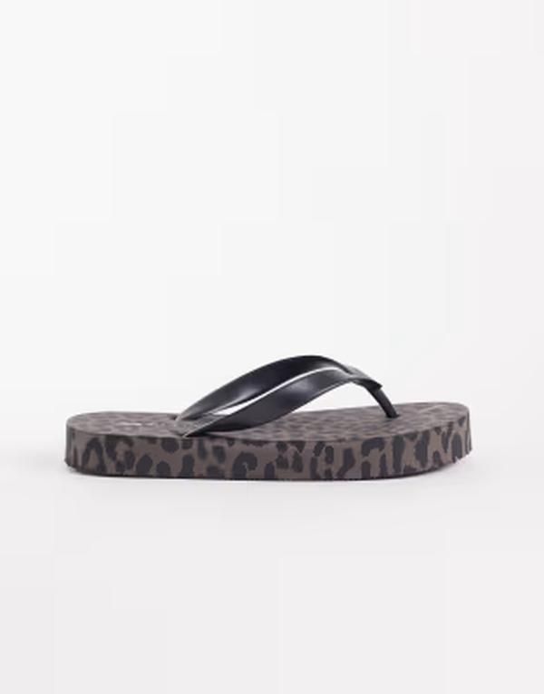エイソス レディース シューズ サンダル ASOS DESIGN Flavio flip flop in leopard アニマル