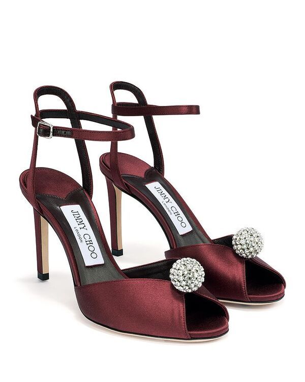 ジミーチュー レディース シューズ サンダル サテン Jimmy Choo Womensacora 85 Satin with Crystal Embellished Sphere Sandals D