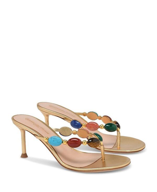 ジャンヴィト ロッシ レディース シューズ サンダル Gianvito Rossi Womens Shanti Thong 70 Mules Gold Tone Leather ゴールド