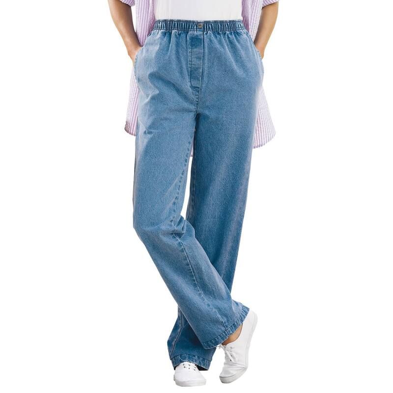 ウーマン ウィズイン レディース ボトムス デニムパンツ プラスサイズ プチ コットン ジーンズ Woman Within Plusize Petite StraightLeg AllCotton D
