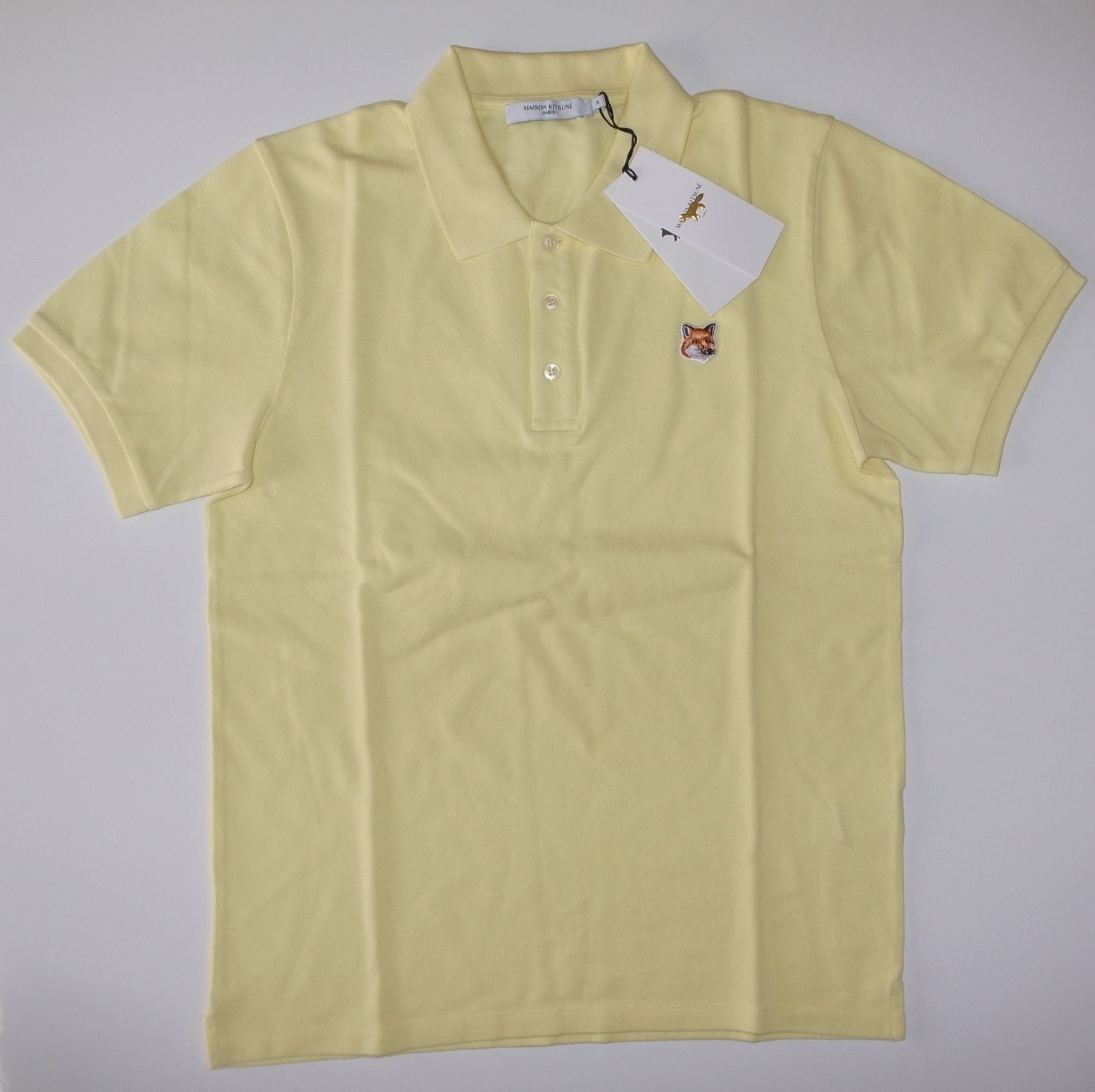 maison kitsune fox head patch classic polo ポロシャツ sizeM yellow