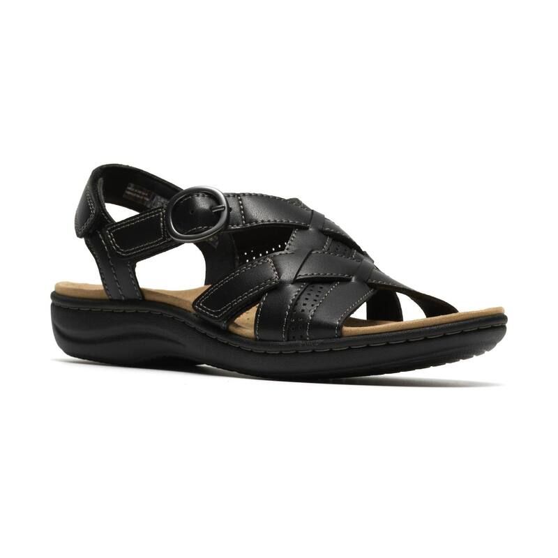 クラークス レディース シューズ サンダル レザー Clarks Laurieann Mae Womens Flat Leather Sandals Black ブラック