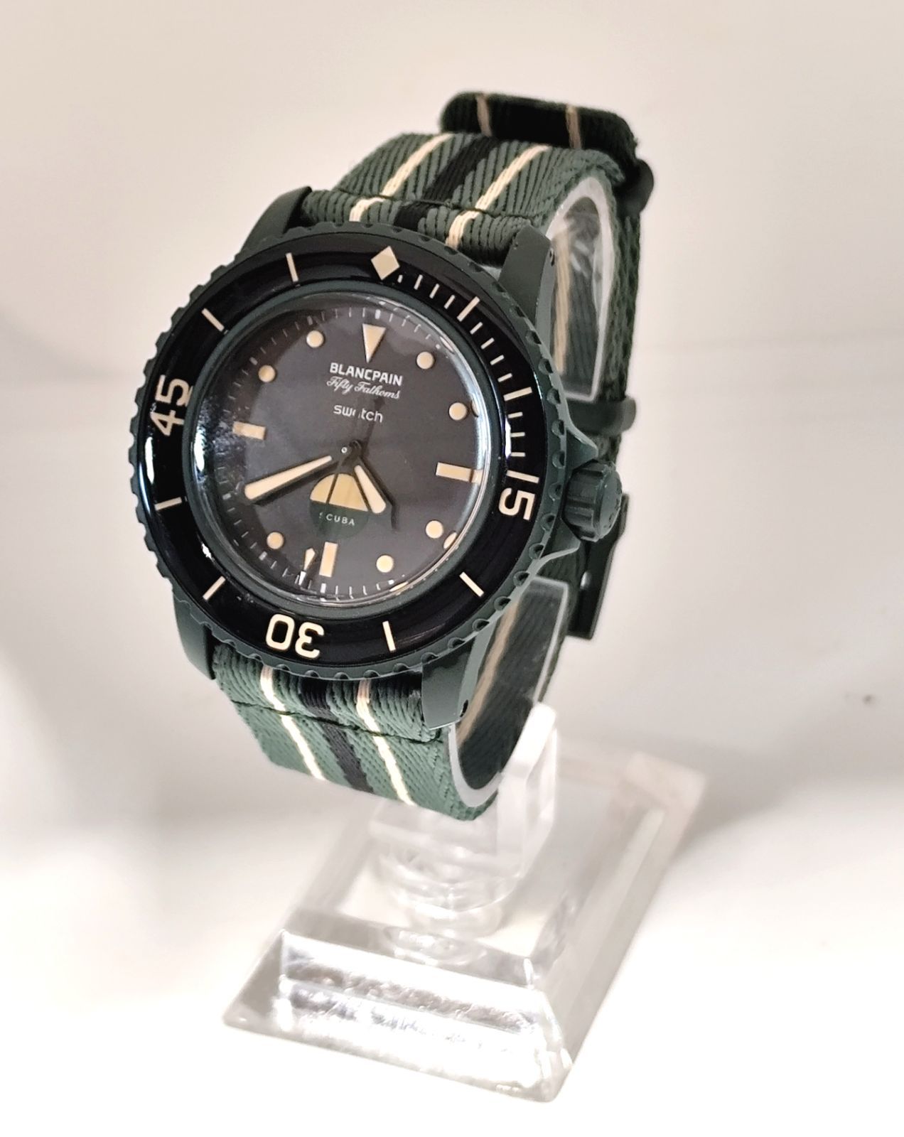 【中古動作品】Blancpain × Swatch SCUBA FIFTY FATHOMS GREEN ABYSS SO35G100 自動巻き 腕時計 本体のみ